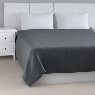 Dekoria pl pl Narzuta pikowana w pasy grafitowy welwet 100 x 160cm Ingrid 836-705-43 - Narzuty - miniaturka - grafika 1