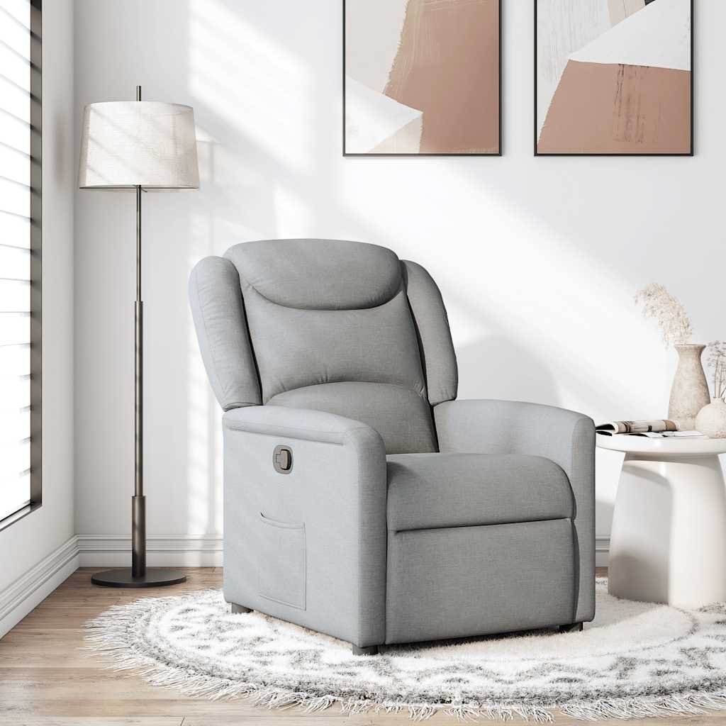 vidaXL vidaXL Fotel rozkładany, jasnoszary, tapicerowany tkaniną