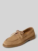 Półbuty damskie - Mokasyny z naturalnej skóry bydlęcej welurowej - miniaturka - grafika 1