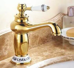 Bateria umywalkowa retro IRENE złota - złoty - Baterie umywalkowe - miniaturka - grafika 1