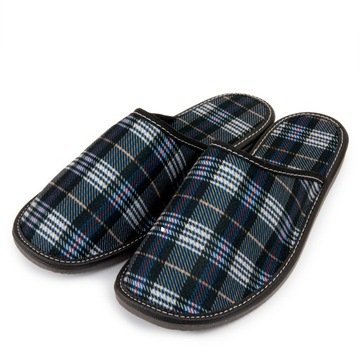 Męskie Klapki w Kratkę Filcowe Granatowe r.44