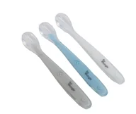 Sztućce dla dzieci - Miękkie 3 łyżeczki silikonowe White-Grey-Blue Bo Jungle - miniaturka - grafika 1