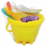 Zabawki do piasku - Zabawki Do Piasku Wody Żółty Wiaderko Łopatka Grabki Foremki Na Plażę - miniaturka - grafika 1