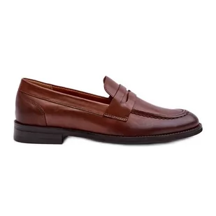 Męskie Skórzane Półbuty Loafersy Zazoo 1570/1 Brązowe - Mokasyny męskie - miniaturka - grafika 1