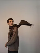 Apaszki i szaliki damskie - Reserved - Wełniany szalik z kaszmirem - ciemnobrązowy - miniaturka - grafika 1