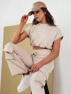 Dresy damskie - Komplet damski MALANS jasnobeżowy Dstreet AY1020-L - miniaturka - grafika 1