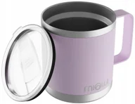 Kubki termiczne - Kubek termiczny z uchwytem kempingowy z pokrywką Miowi 350 ml Różowy - miniaturka - grafika 1