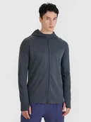 Bluzy męskie - 4F Bluza do biegania w terenie szybkoschnąca męska - szara L/XL - miniaturka - grafika 1