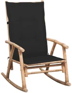 Fotele i krzesła ogrodowe - Bujany bambusowy fotel ogrodowy z czarną poduszką P8-C54 - miniaturka - grafika 1