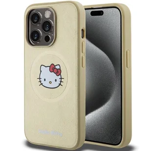 Oryginalne Etui APPLE IPHONE 15 PRO Hello Kitty Hardcase Leather Kitty Head MagSafe (HKHMP15LPGHCKD) złote - Etui i futerały do telefonów - miniaturka - grafika 1