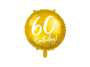 Balon foliowy złoty - 60th Birthday - 45 cm - 1 szt. - Urodziny dla dorosłych - miniaturka - grafika 1