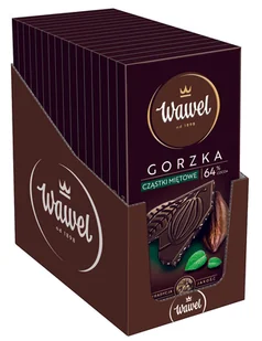 Karton Czekolada Gorzka Premium 64% z cząstkami miętowymi Wawel 90g 16 sztuk - Czekolada - miniaturka - grafika 1