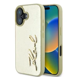 Etui Karl Lagerfeld Metal Signature na iPhone 16 - złote - Etui i futerały do telefonów - miniaturka - grafika 1