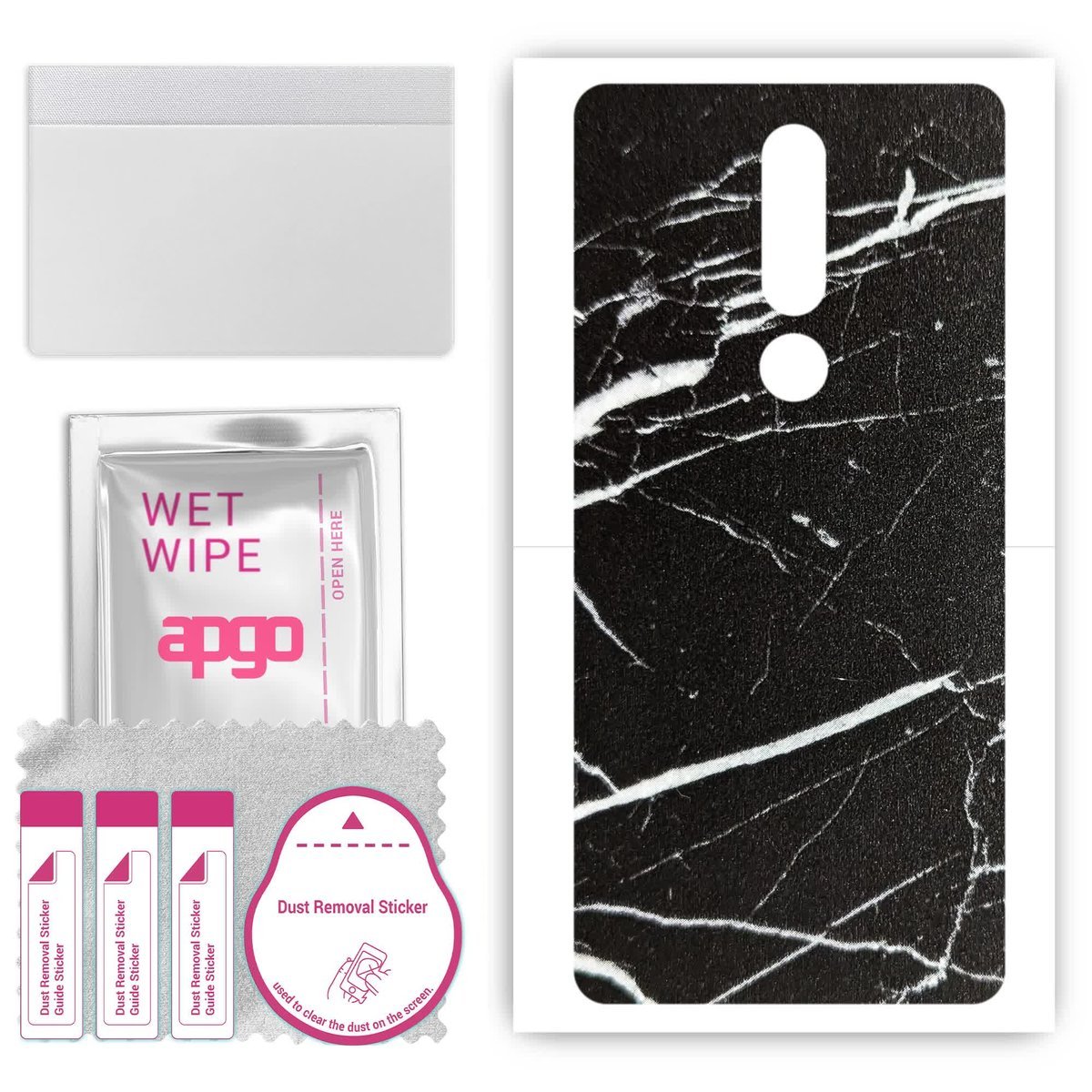 Folia naklejka skórka strukturalna na TYŁ do Nokia 3.1 Plus - Marmur Ciemny - apgo SKINS