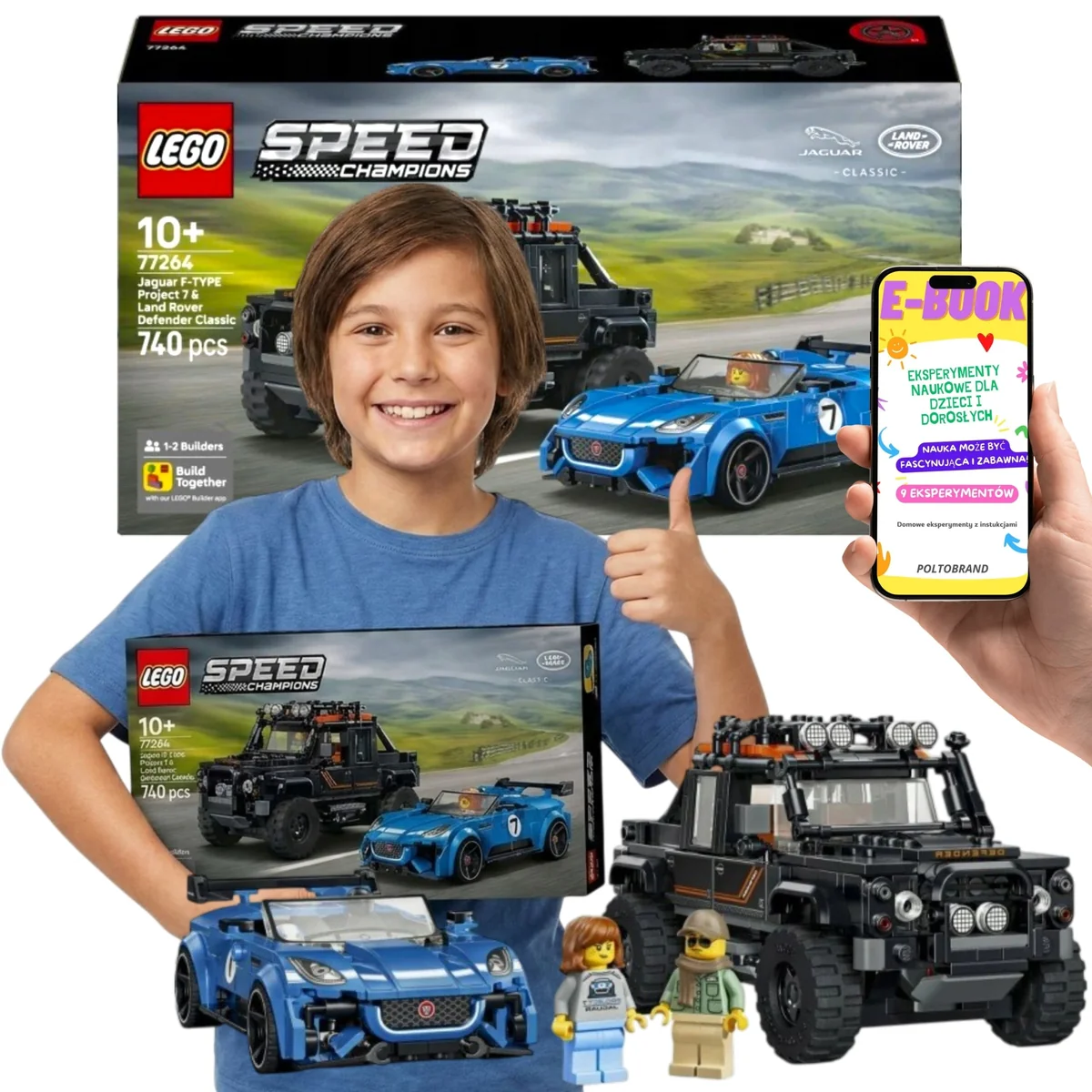 LEGO Speed Champions Jaguar Project 7 i Land Rover Defender 77264 Dwa Modele Prezent Dla Fana Motoryzacji