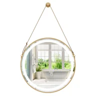 Lustra - Wiszące lustro łazienkowe COSTWAY, okrągłe lustro ścienne 60 x 60 cm z paskiem do zawieszania, 3-kolorowym oświetleniem LED i funkcją pamięci - miniaturka - grafika 1