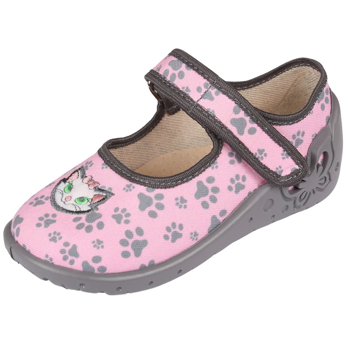 Różowe Kapcie Dziecięce Ze Skórzaną Wkładką, Kapcie Dla Dziewczynki Weronika Kotek Zetpol 20 Eu