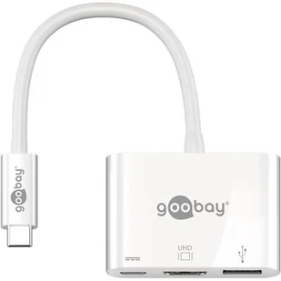 Goobay Adapter USB USB-C HDMI USB 3.0 USB-C Biały 62104 - Adaptery i przejściówki - miniaturka - grafika 1