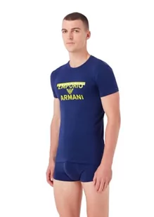 Emporio Armani Męski T-shirt + Trunk Megalogo Underwear, niebieski (Ink), M - Koszulki męskie - miniaturka - grafika 1