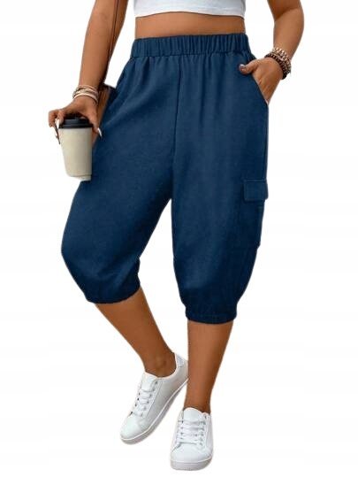 SHEIN GRANATOWE SPODNIE BOJÓWKI 3 4 Z KIESZENIĄ CASUAL 50 1JC