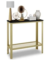Konsole i sekretarzyki - Konsola z metalowym stelażem złoty + czarny połysk A9-D24 - miniaturka - grafika 1