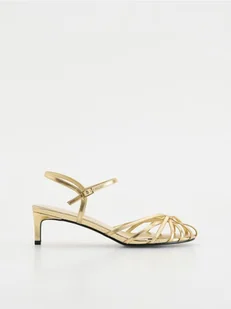 Reserved - Złote sandały na obcasie - złoty - Moda i Uroda OUTLET - miniaturka - grafika 1