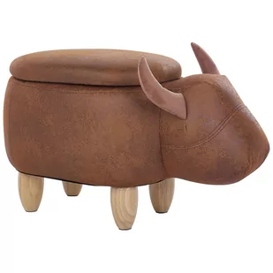Beliani Hoker imitacja skóry jasnobrązowy COW - Taborety i hokery - miniaturka - grafika 1