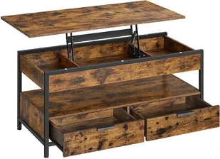 Stolik kawowy o regulowanej wysokości 50x100x(48-63) cm w stylu industrialnym, brązowo-czarny - Ławy i stoliki kawowe - miniaturka - grafika 1