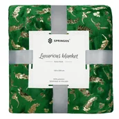 Koce - Narzuta Na Łóżko Koc 150X200 Cm Pled Zielony, Złoty Na Kanapę - miniaturka - grafika 1