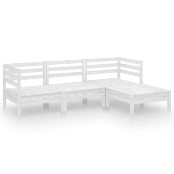 Drewniany zestaw wypoczynkowy na patio, biały, 63,5 x 63,5 x 62,5 cm