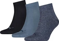 Skarpety termoaktywne - Puma Skarpety Puma Unisex Quarter Plain 3 pary denim niebieskie granatowe 271080001 460 - miniaturka - grafika 1