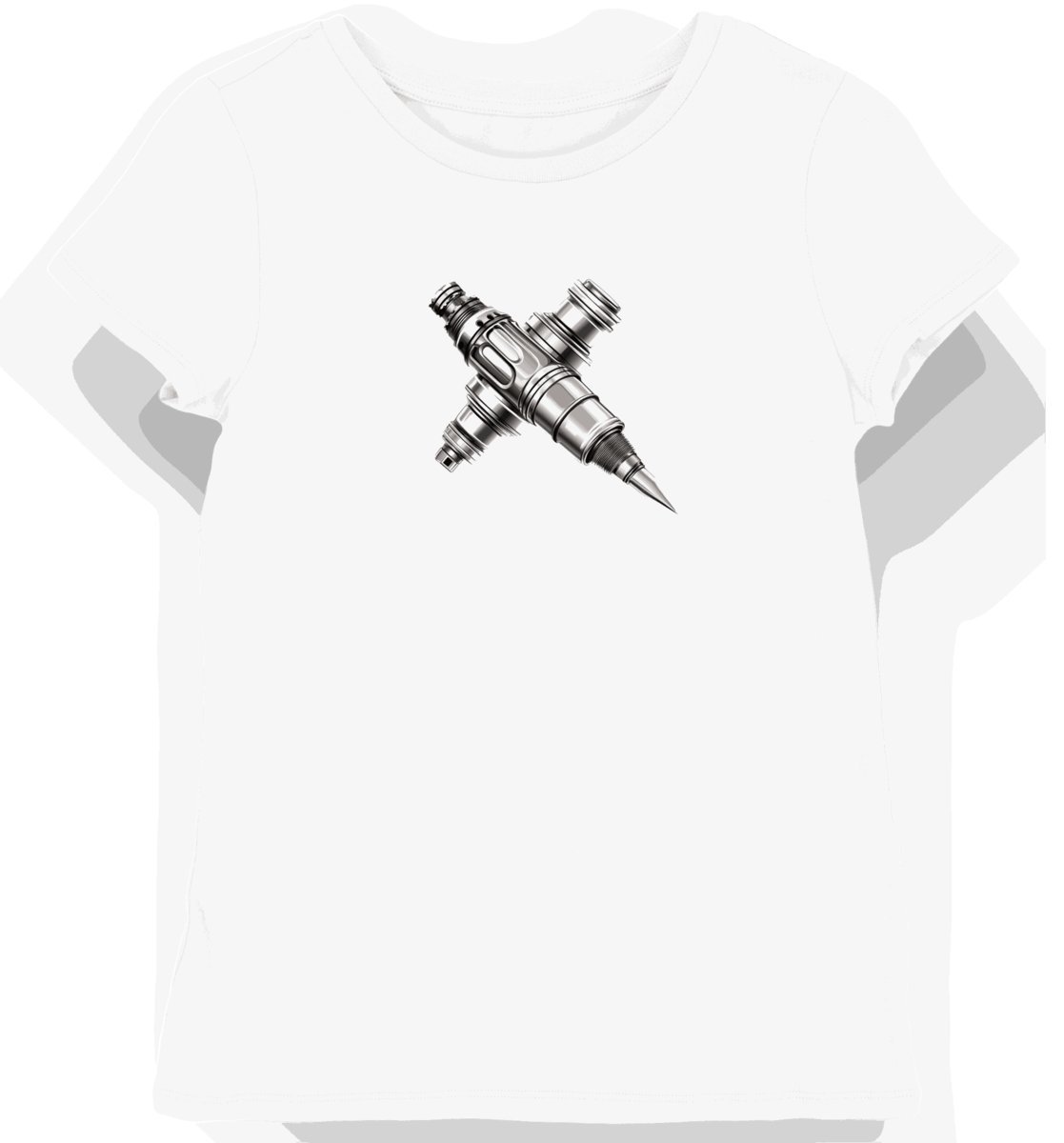 Koszulka damska biała z motywem eleganckiego wtryskiwacza paliwa L