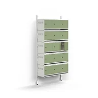 Szafki na buty - Szafka na buty ENTRY, moduł podstawowy, naścienna, 15 metalowych drzwi, 1800x900x300 mm, biały/zielo - miniaturka - grafika 1
