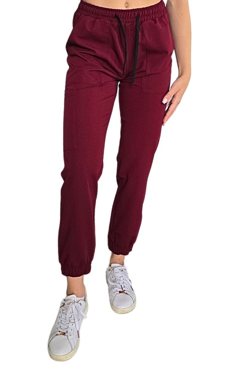 Joggery medyczne bordowe casual premium roz. XS
