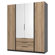 Szafy - Szafa z lustrem KAJA BL/EV 2F2LUS3S Dąb evoke, czarny - miniaturka - grafika 1