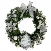 Ozdoby bożonarodzeniowe - Wieniec Bożonarodzeniowy Z Srebrny Wianek Świąteczny Na Drzwi 30 Cm Udekorowany - miniaturka - grafika 1