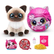 Maskotki i pluszaki - Zuru Pets Alive Smitten Kittens Kotek Pluszowy Kot Interaktywny + Akcesoria - miniaturka - grafika 1