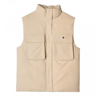 Damski bezrękawnik puchowy Guess Aurlie SL Puffer Overshirt - beżowy - Kamizelki damskie - miniaturka - grafika 1