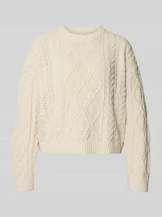 Sweter z dzianiny o kroju regular fit z fakturowanym wzorem model ‘ELLY’ - Swetry damskie - miniaturka - grafika 1