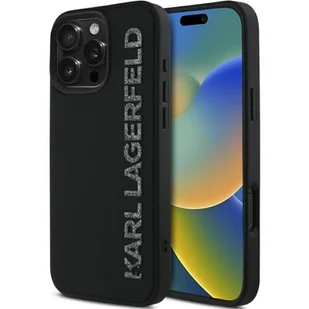 Etui KARL LAGERFELD HC 3D Rubber Elongated Glitter do Apple iPhone 16 Pro Max Czarny - Etui i futerały do telefonów - miniaturka - grafika 1