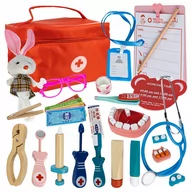 Zabawy w naśladowanie dorosłych - Zestaw Lekarski Doktor Mały Lekarz Drewniane Xxl - miniaturka - grafika 1