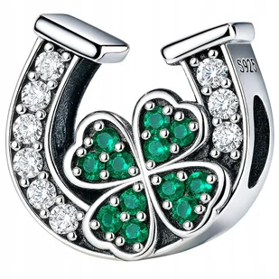 Charms zawieszka srebrna charms koniczyna podkowa beads rodowany - Bransoletki Charms zawieszka srebrna charms koniczyna podkowa beads rodowany - Bransoletki - miniaturka - grafika 1