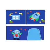 Firany i zasłony dla dzieci - Zestaw 3 bawełnianych zasłonek do łóżka Vipack Astro - miniaturka - grafika 1