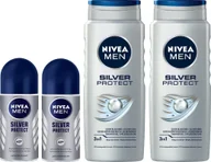 Żele pod prysznic dla mężczyzn - NIVEA MEN SILVER PROTECT Antyperspirant męski 50ml + Żel pod prysznic 500ml - miniaturka - grafika 1