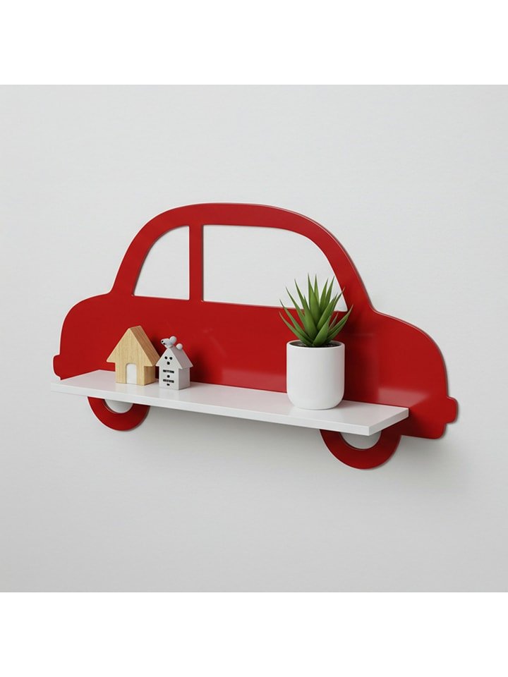 Woody Kids Regał ścienny w kolorze biało-czerwonym - 33 x 25 x 10 cm