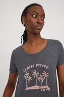 Koszulki sportowe damskie - Roxy t-shirt damski kolor szary - miniaturka - grafika 1