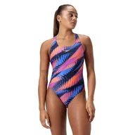Stroje kąpielowe - Strój pływacki jednoczęściowy damski Speedo Allover Digital Powerback - miniaturka - grafika 1