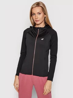 Bluzy sportowe damskie - 4F Bluza techniczna H4Z21-BLDF012 Czarny Regular Fit - grafika 1