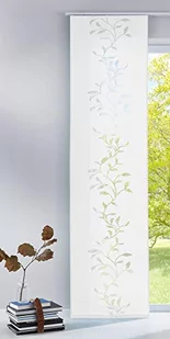 Gardinenbox Nowoczesna zasłona panelowa, ścianka działowa, firanka przesuwna Tendril z wysokiej jakości materiału wypalanego z wózkiem panelowym, 245 x 60 (wys. x szer.), biała, 85611 - Zasłony - miniaturka - grafika 1