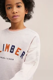Bluzy damskie - Mango Kids bluza bawełniana dziecięca Climber kolor beżowy z aplikacją - grafika 1